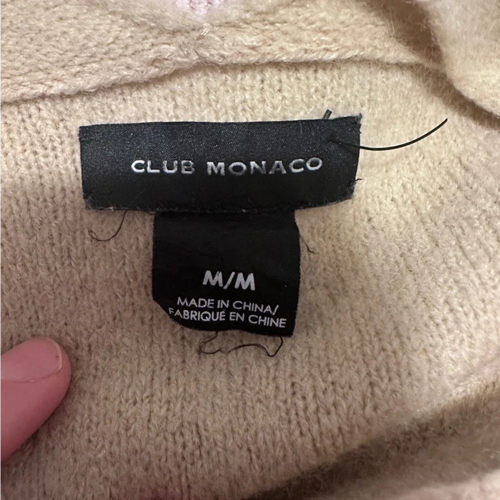 Club Monaco Tan Wool Blend Oversized V- Neck Sweater Size XL Women’s - Picture 7 of 8
